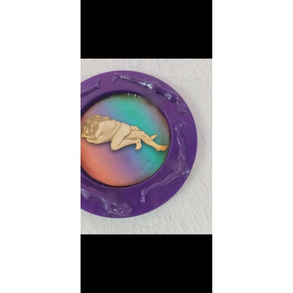 Vintage Purple Intimate Sensual Erotic Y2K 90s Embossed Plastic Coaster - Picture 5 of 5